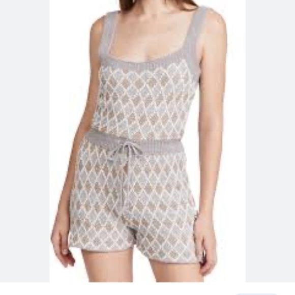 Free People Dream Diamonds Romper in Grey Combo - Picture 1 of 14